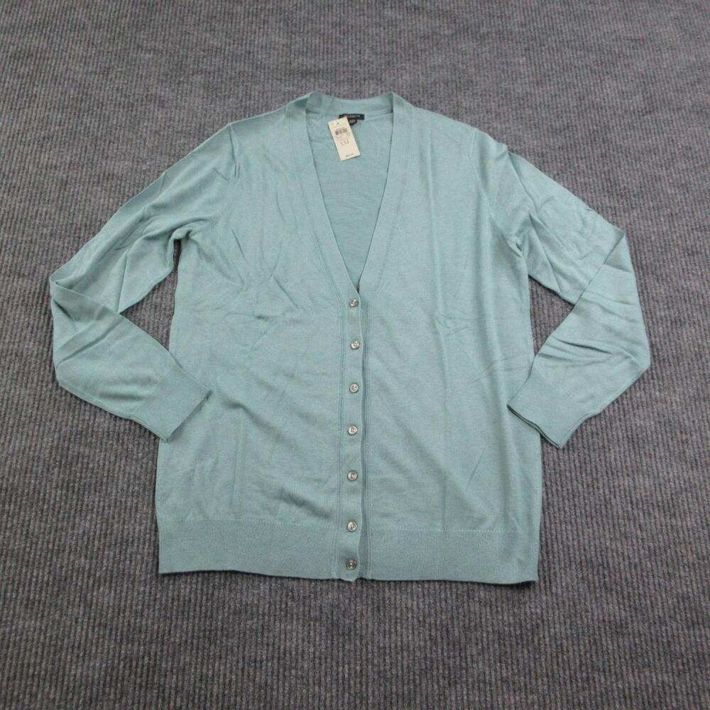 Ann Taylor Cardigan Womens XXL Green Lightweight Knit V-Neck Button Sweater NWT